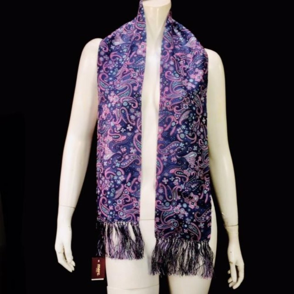 Merc London Fringe Paisley Silk Long Scarf - NWT